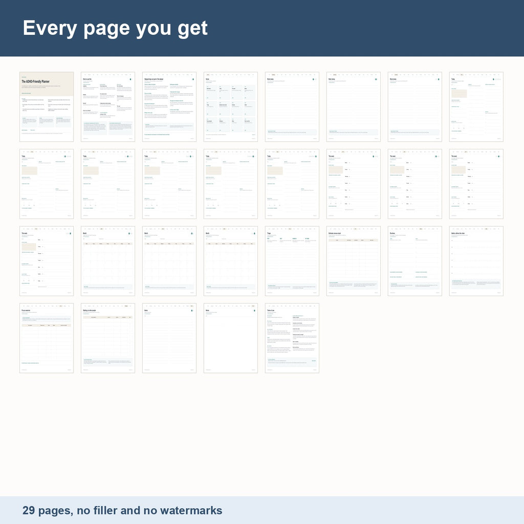 All 29 pages in The ADHD-Friendly Planner