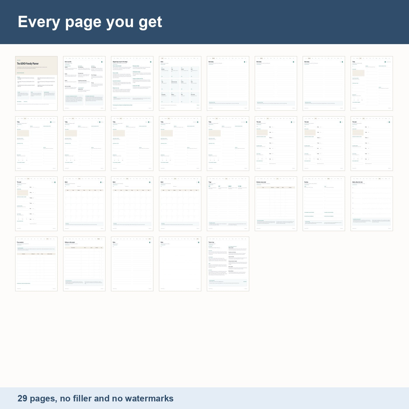 All 29 pages in The ADHD-Friendly Planner