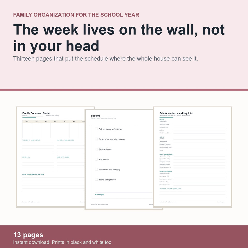 Back-to-School Family Command Center, 13 pages