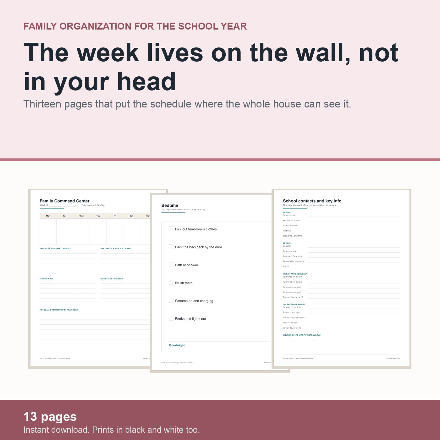 Back-to-School Family Command Center, 13 pages