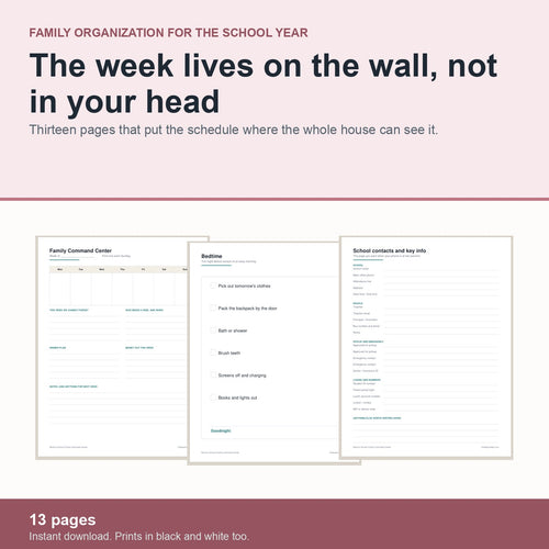 Back-to-School Family Command Center, 13 pages