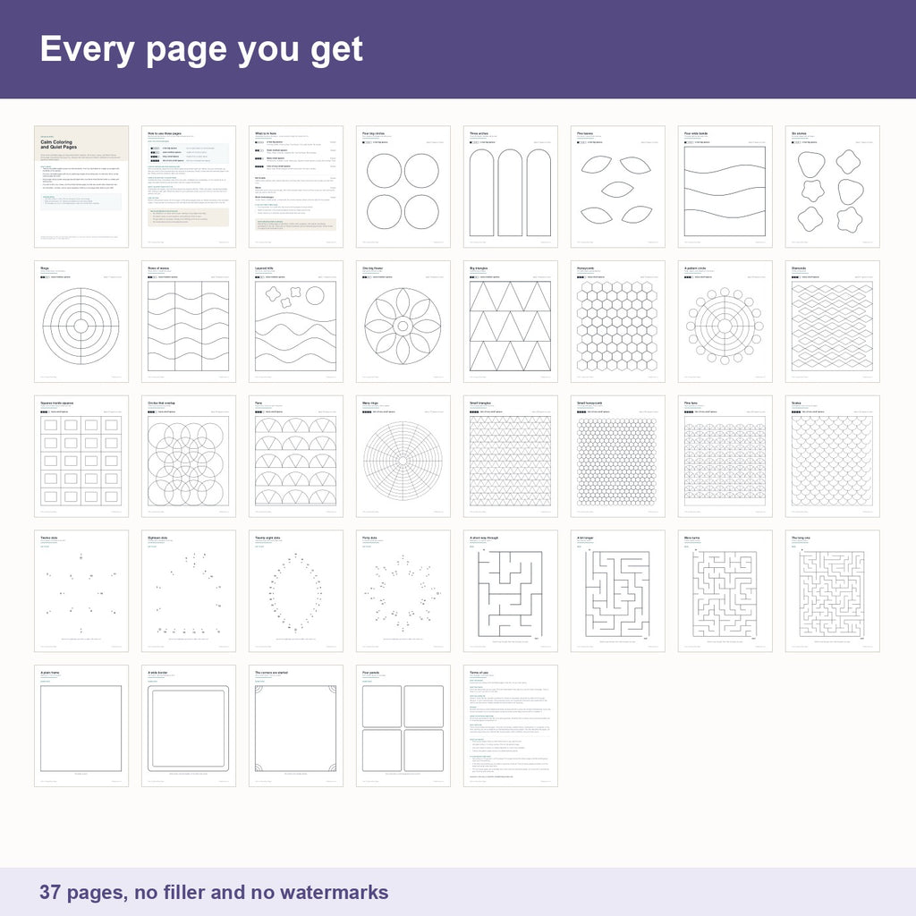 All 37 pages in Calm Coloring and Quiet Pages