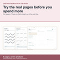 The Sampler: one real page from each of the seven products, eight pages total