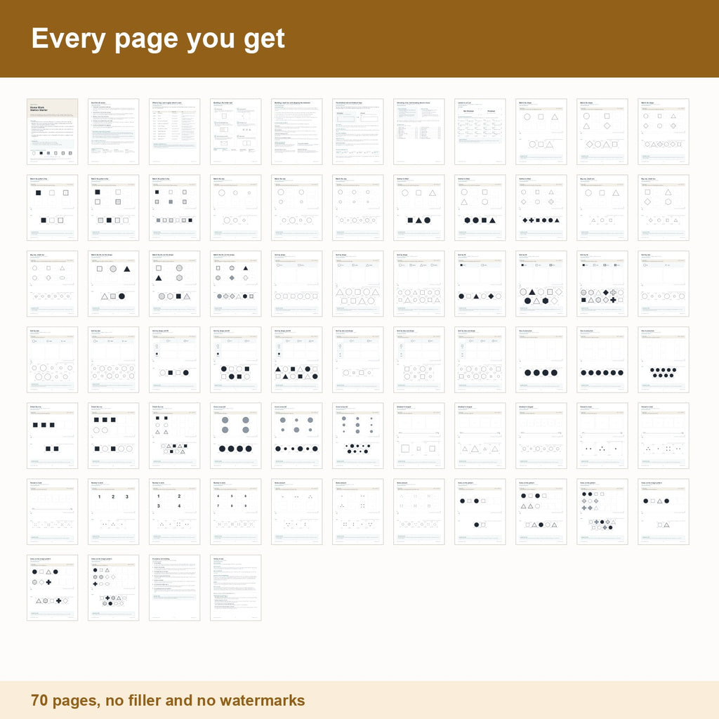 Contact sheet showing every one of the seventy pages in Home Work Station Starter