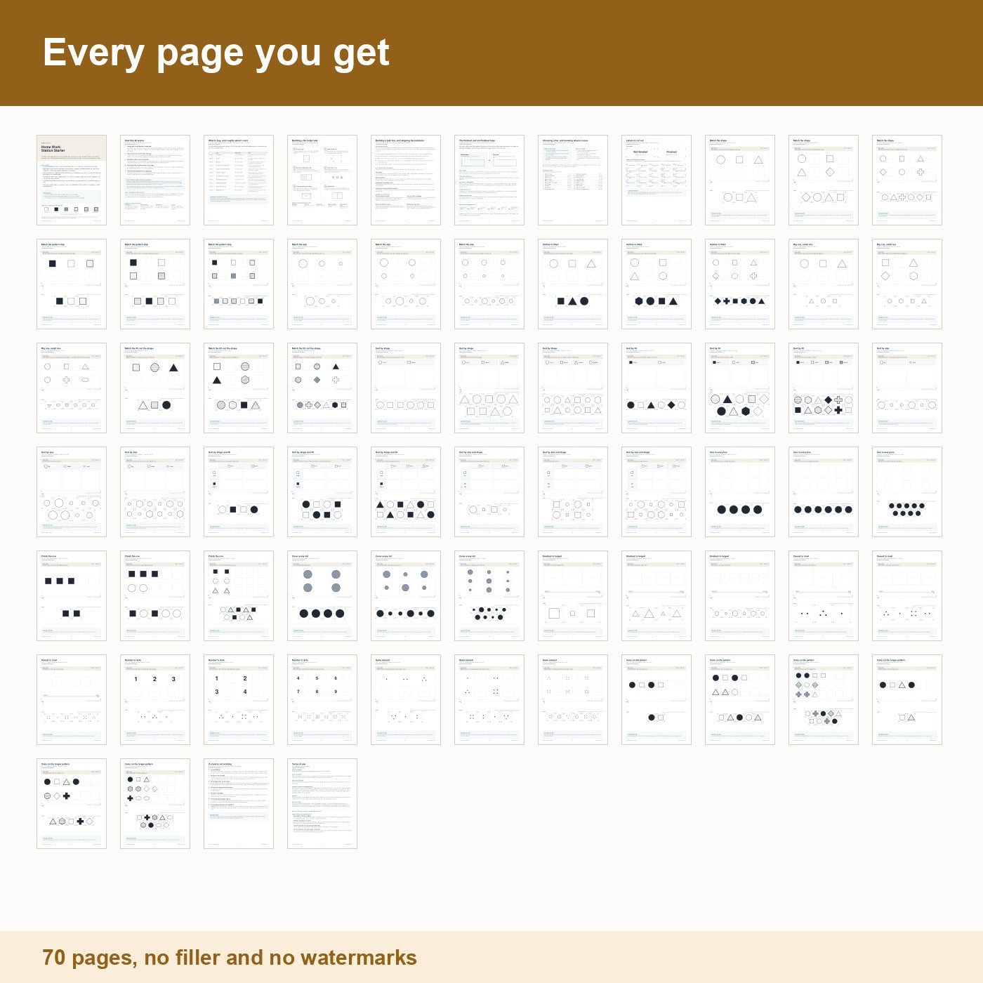 Contact sheet showing every one of the seventy pages in Home Work Station Starter